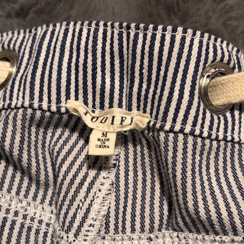 Striped Navy and White Drawstring Shorts